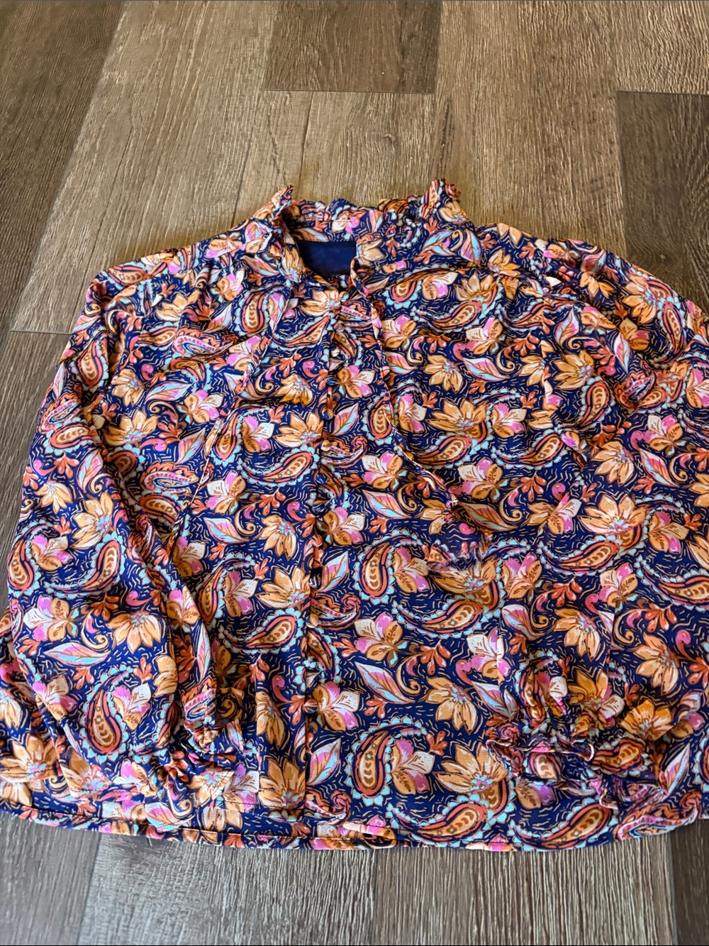 Dress Forum Navy Floral Paisley Button-Up Shirt